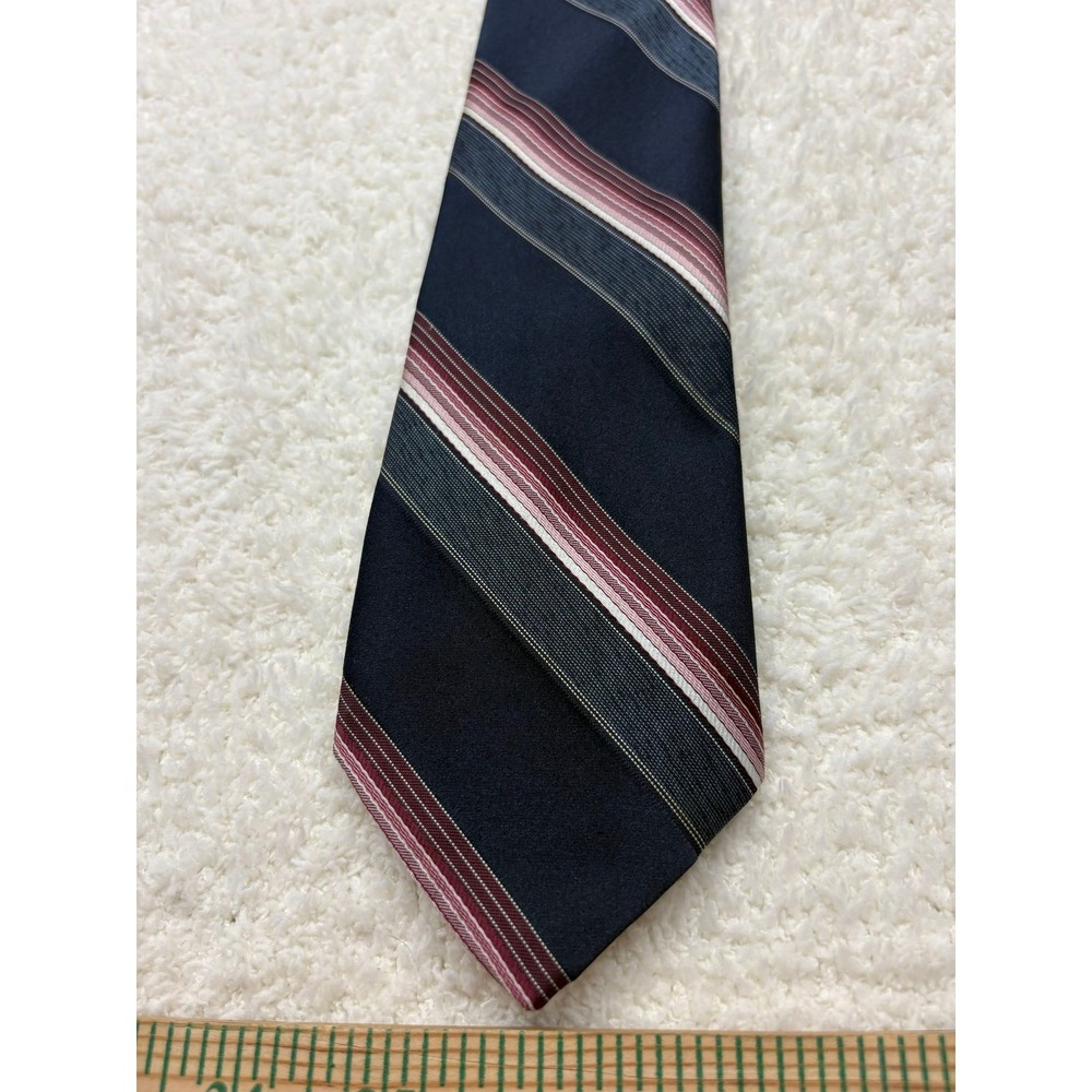 Don Loper Tie Necktie Mens Navy Blue Excellent Striped Beverly Hills Polyester